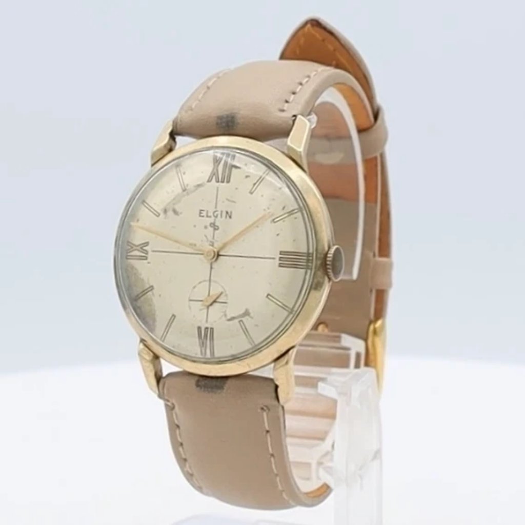 Vintage Elgin 9520 Crosshair Men's Mechanical Wristwatch 712 Usa 10k Rgp